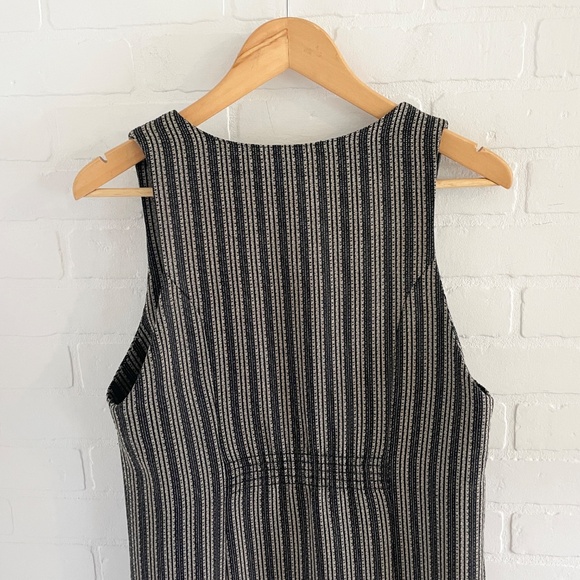 Vintage 60s 70s Blazer dress Maxi Jumper Double breasted Blacl Cream Stripes M - Picture 9 of 9